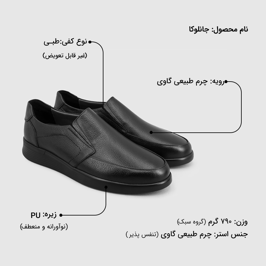 کفش چرم مردانه جانلوکا